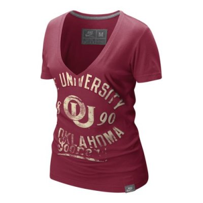 Nike Oklahoma Sooners Womens Vault V-neck T-shirt