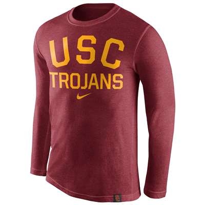 Nike USC Trojans Tri-Blend Long Sleeve Conviction Crew Shirt