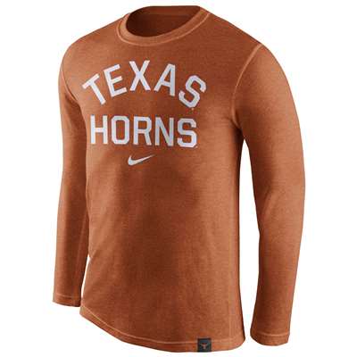 Nike Texas Longhorns Tri-Blend Long Sleeve Conviction Crew Shirt