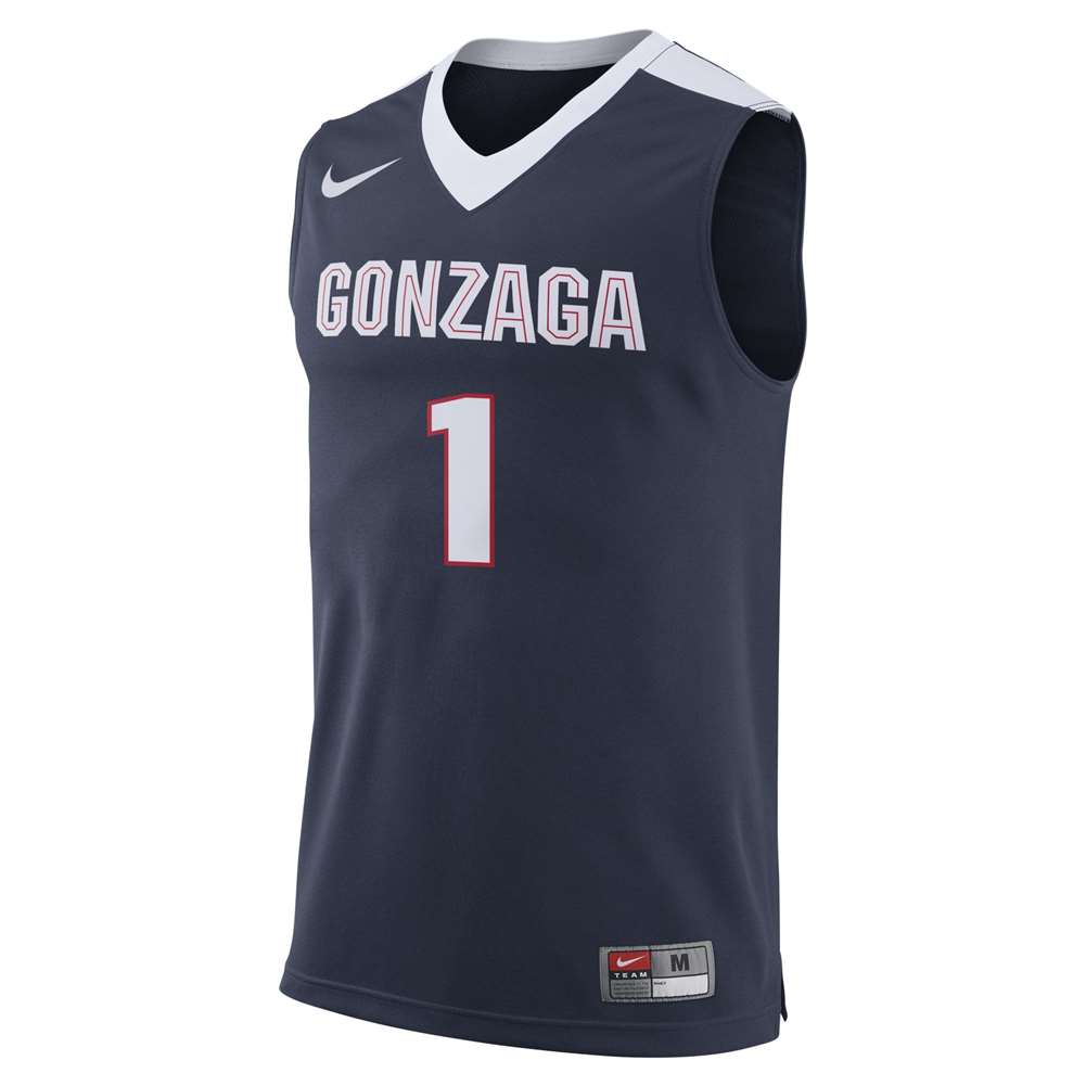 Nike Gonzaga Bulldogs Replica Basketball Jersey - #1 - Navy