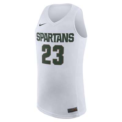 Nike #21 Michigan State Spartans White/Green Replica Basketball Jersey