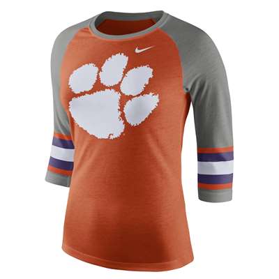 Nike Clemson Tigers Women's Stripe Sleeve Raglan Tee