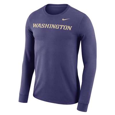 Nike Washington Huskies Dri-FIT Long Sleeve Wordmark T-Shirt