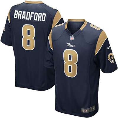 NFL On Field Football Jersey St Louis LA Rams #8 Bradford Blue Gold Youth  Size M