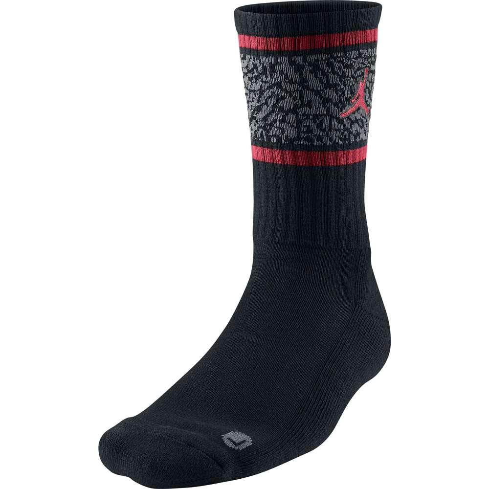 Air Jordan Striped Elephant Print Crew Socks Black Red