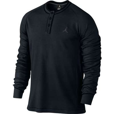 Jordan Button Up Long Sleeve Henley Shirt - Black