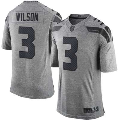 Nike Seattle Seahawks No3 Russell Wilson Anthracite Salute to Service Women's Stitched NFL Limited Therma Long Sleeve Jersey