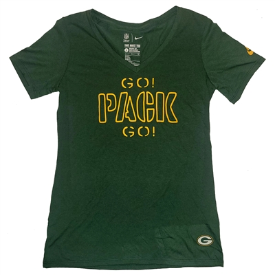 Nike Green Bay Packers Women's Tri-Blend V-Neck T-