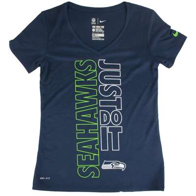 Nike Seattle Seahawks Women's Dri-Fit JDI V-Neck T-Shirt - White