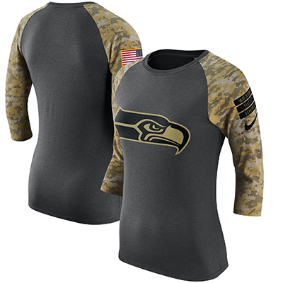 Women's New Era Black Seattle Seahawks Camo Long Sleeve T-Shirt