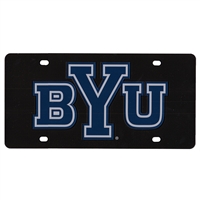 Brigham Young Inlaid Acrylic License Plate - Black Background