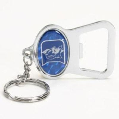 Duke Metal Key Chain And Bottle Opener W/domed Insert - Blue Background