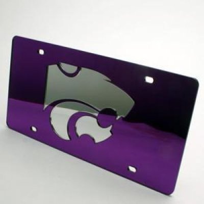 Kansas State Inlaid Acrylic License Plate - Purple Mirror Background