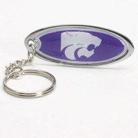 Kansas State Metal Key Chain W/domed Insert - Purple Background