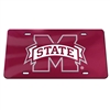 Mississippi State Inlaid Acrylic License Plate - Red Mirror Background