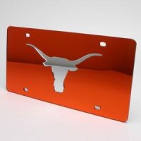 Texas Inlaid Acrylic License Plate - Orange Mirror Background