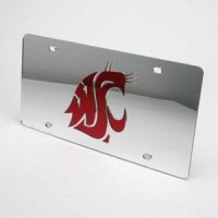 Washington State Inlaid Acrylic License Plate - Silver Mirror Background