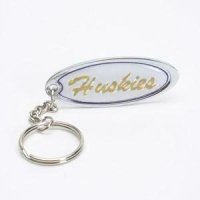 Washington  Metal Key Chain W/domed Insert - Huskies Script Wht Background