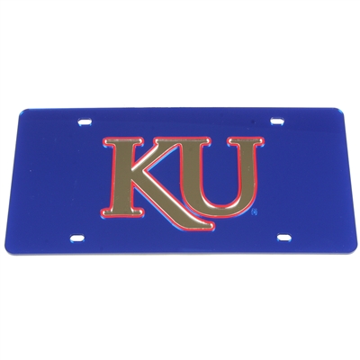 Kansas Jayhawks Inlaid Acrylic License Plate - Blue