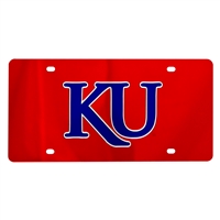 Kansas Jayhawks Inlaid Acrylic License Plate - Red