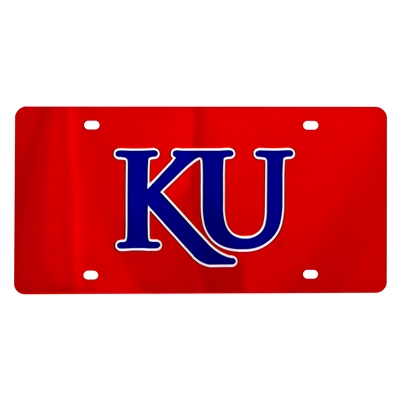 Kansas Jayhawks Inlaid Acrylic License Plate - Red