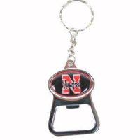 Nebraska Metal Key Chain And Bottle Opener W/domed Insert