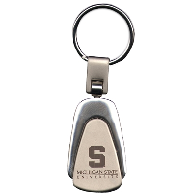 Michigan State Chrome Color Teardrop Key Chain