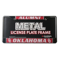 Oklahoma Sooners Alumni Metal License Plate Frame W/domed Insert - Crimson Background