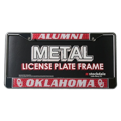 Oklahoma Sooners Alumni Metal License Plate Frame W/domed Insert - Crimson Background