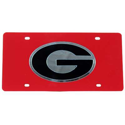 Georgia Bulldogs Inlaid Acrylic License Plate - Red