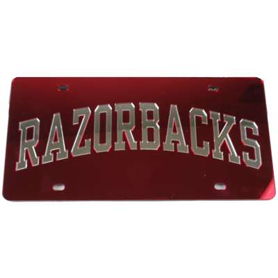 Arkansas Razorbacks Inlaid Acrylic License Plate - Red - Razorbacks