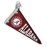 Alabama Crimson Tide Glass Christmas Ornament - Pennant