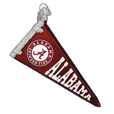 Alabama Crimson Tide Glass Christmas Ornament - Pennant