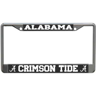 Alabama Crimson Tide Metal License Plate Frame - Carbon Fiber