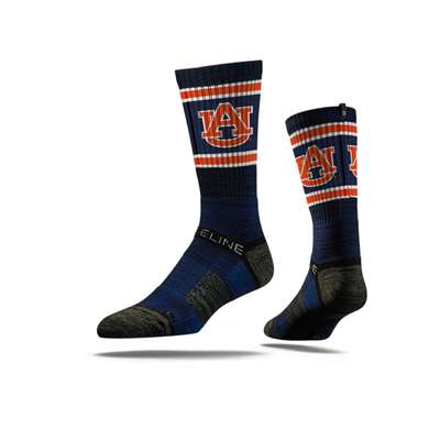 Auburn Tigers Strideline Premium Crew Sock - Navy w/Faded Tiger Stripes