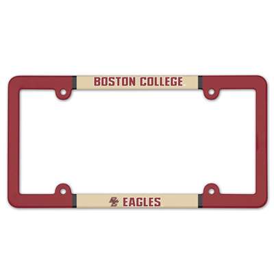 Full Color License Plate Frame for a standard car license plate, front or back; is molded in durable plastic and top surface printed with a durable ink on the entire surface. The design maximizes space for tab sticker clearance Made in USA.