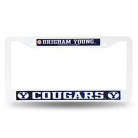 BYU Cougars White Plastic License Plate Frame