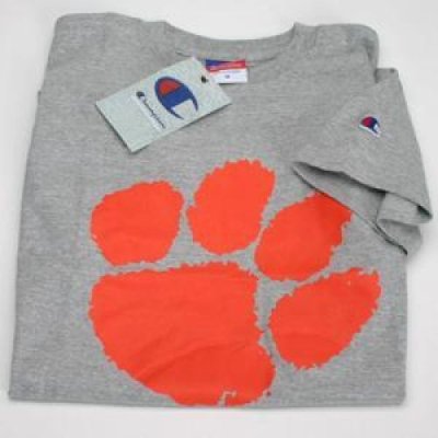 Clemson Tigers Paw Logo T Shirt Oxford Gray