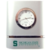 Michigan State Brushed Silver Desk Clock