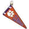 Clemson Tigers Glass Christmas Ornament - Pennant