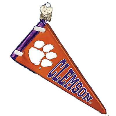 Clemson Tigers Glass Christmas Ornament - Pennant