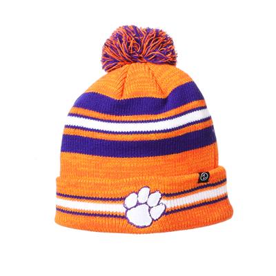 Clemson Tigers Zephyr Winter Park Pom Knit Beanie