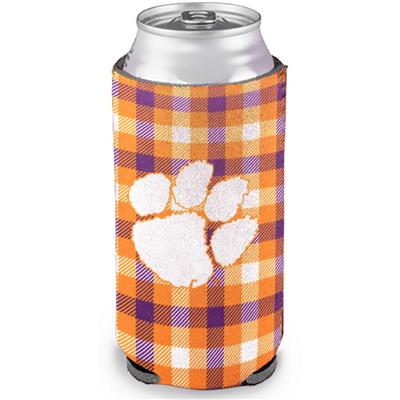 Clemson Tigers Plaid Slim Coozie