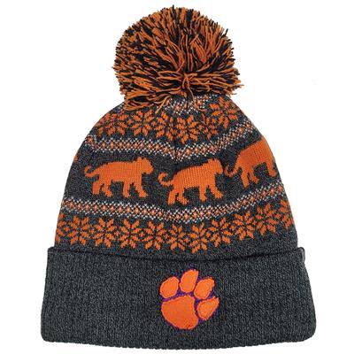 Clemson Tigers Zephyr Carousel Pom Knit Beanie - C