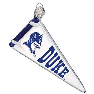 Duke Blue Devils Glass Christmas Ornament - Pennant