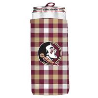 Florida State Seminoles Plaid Slim Coozie