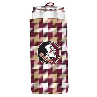 Florida State Seminoles Plaid Slim Coozie