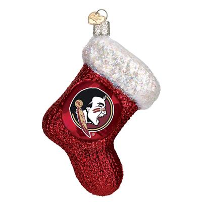 Florida State Seminoles Glass Christmas Ornament - Stocking