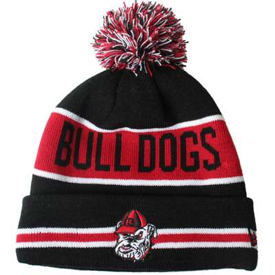 Georgia Bulldogs New Era The Coach Pom Knit Beanie