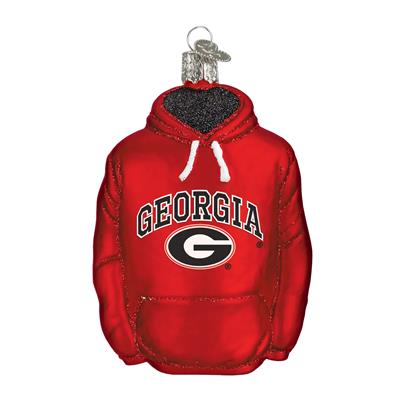 Georgia Bulldogs Glass Christmas Ornament - Hoodie